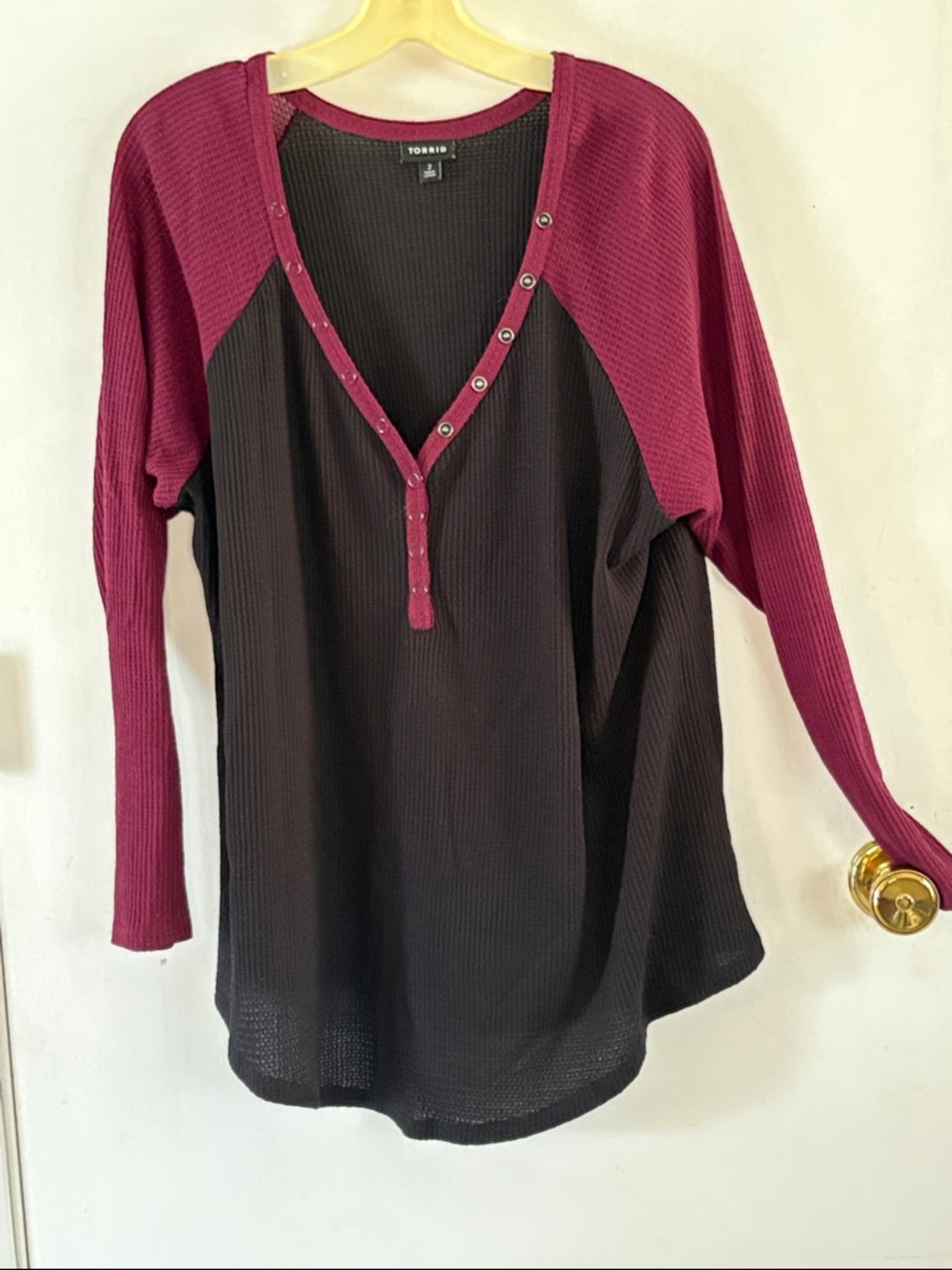 Torrid Size 2 black wine thermal waffle knit long sleeve top